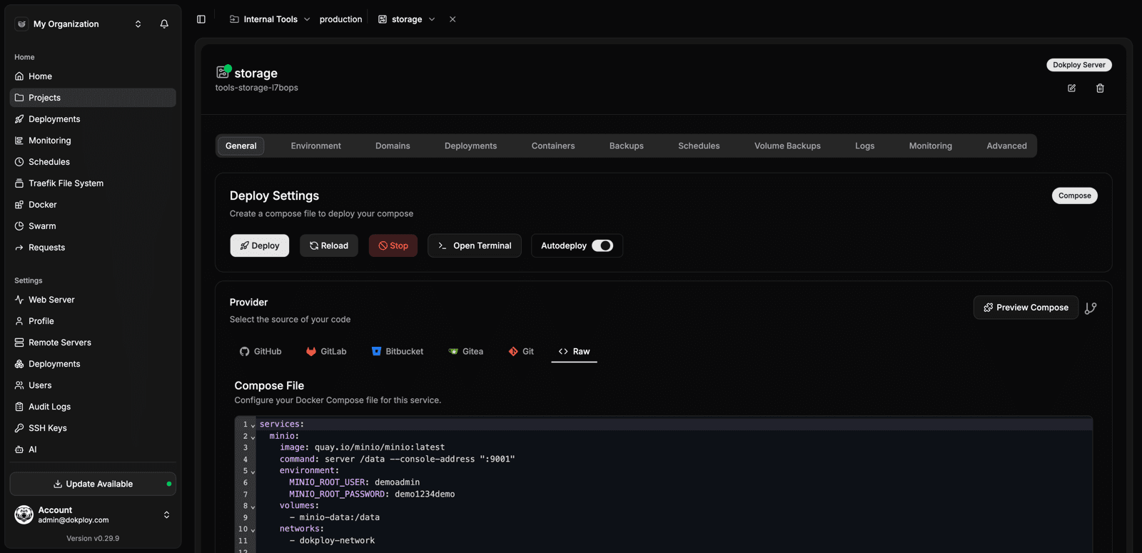 Docker Compose editor