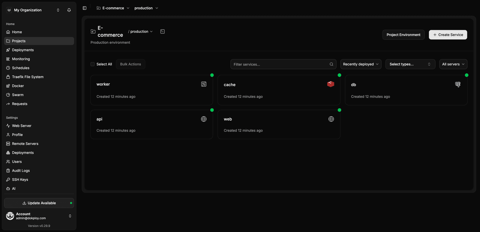 Project services grid