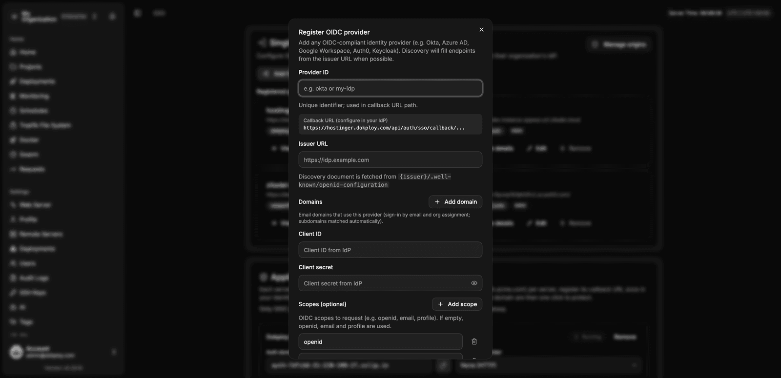 Add OIDC provider modal