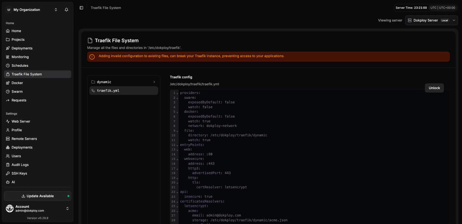 Traefik file system editor