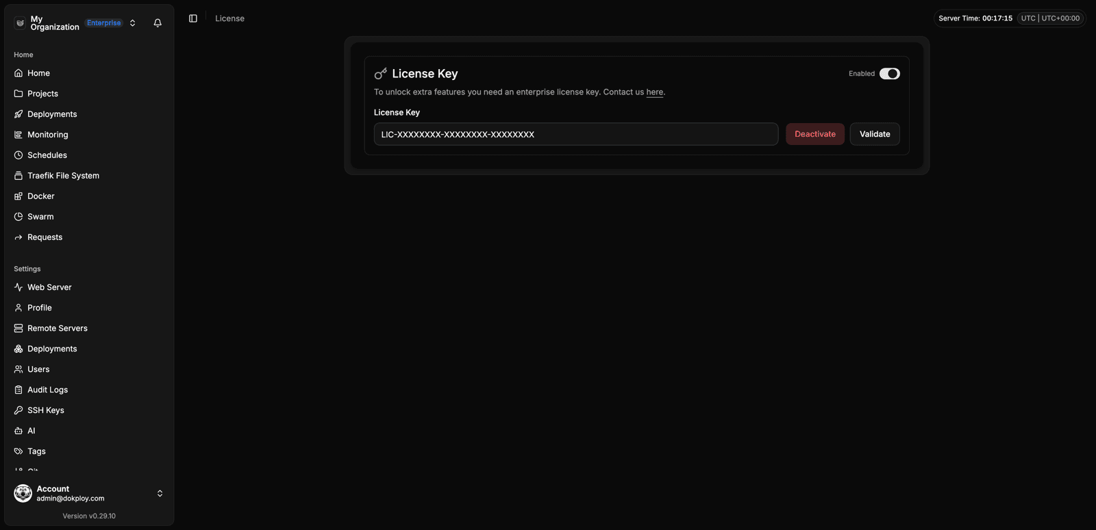 License settings